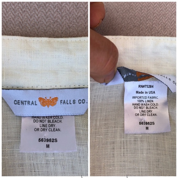 Central Falls Made USA Linen Light Ivory Set Of Buttoned Jacket & Capri Pants M - Picture 6 of 15